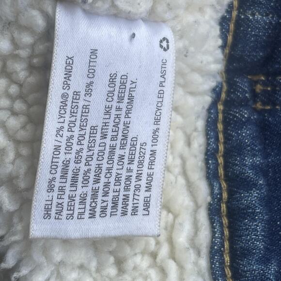 Goodfellow Jacket Mens XL Blue Sherpa Lined Denim Trucker Faux Fur Collar Button - Picture 7 of 10